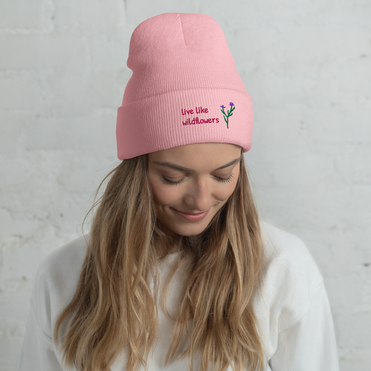 Statement-Beanie: live like wildflowers